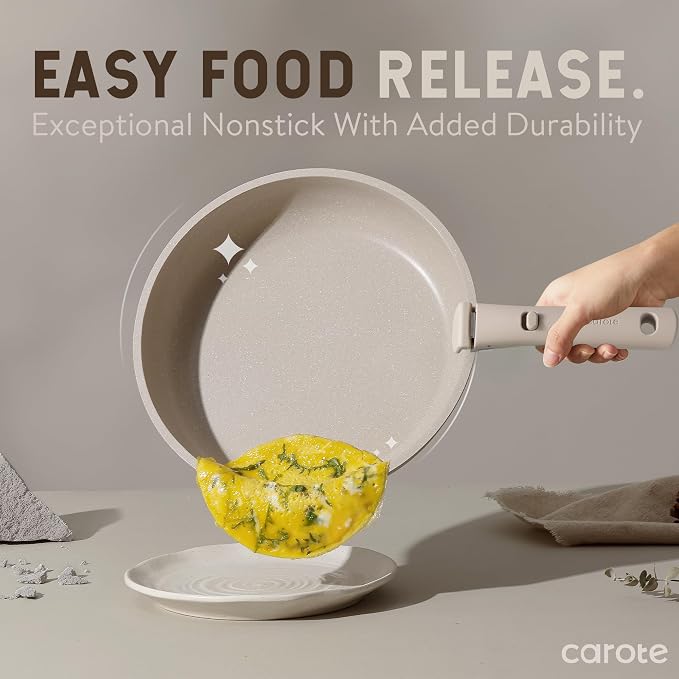 CAROTE 15pcs Pots and Pans Set, Nonstick Cookware Set Detachable Handle - Image 3