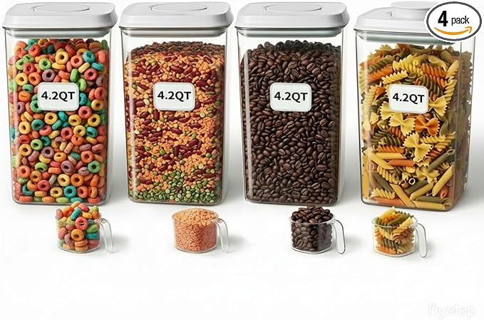 Melovom 4 Pcs Large Pop Airtight Food Storage Containers Set by Melovom