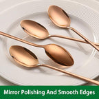 7.5 Inches Long Handle Coffee Stirring Spoons, Copper Stainless Steel Ice Cream - Image 3