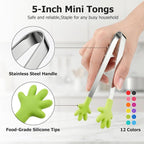 Shindel 12PCS Mini Tongs, 5.1 Inch Silicone Small Tongs - Image 2