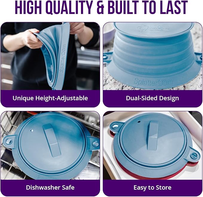 L.I.Q Silicone Splatter Guard – Fits 8 and 10 Inch Pots – Microwave Safe and - Image 4