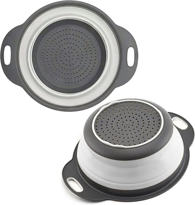 White Round Silicone Collapsible Colander – Silicone Round Kitchen Strainers by KillersInstinctOutdoors