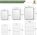 TeamFar Baking Sheet with Rack Set, 16/12.5/10.5 Inch Stainless Steel Cookie - Image 2
