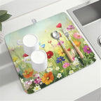 Spring Summer Daisy Dish Drying Mat 16 x 18 Inch Colourful Floral Pattern Dish - Image 8