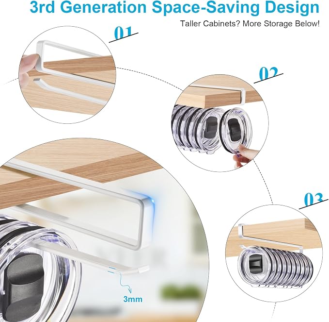 2pack Tumbler Lid Organizer for Corner Cabinets, Space-Saving Cup Holder - Image 5