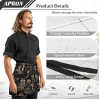 Server Apron with 3 Pockets, Waterproof Oil Waitress Waiter Half Apron - Image 6