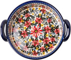 Red Daisy Flower Vintage Style Ceramic Bakeware Casserole Dish Baking Pan - Image 3