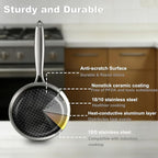 DELARLO 10 inch Tri-Ply Stainless Steel Frying Pan - Image 2
