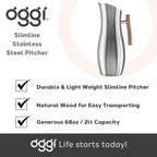 OGGI Slimline Stainless Steel Pitcher- Stainless Steel Water w/Ice Guard - Image 7
