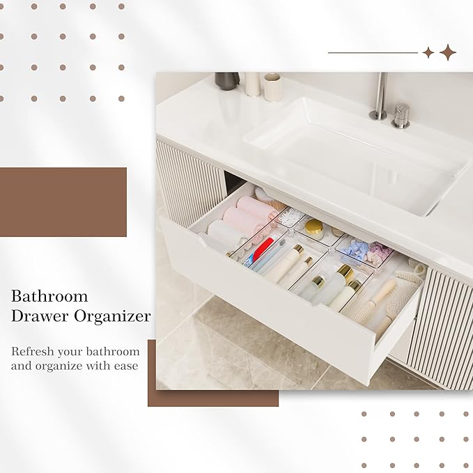 Criusia 14 PCS Clear Plastic Drawer Organizer Set - Image 4