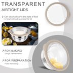 HaWare Mixing Bowls with Airtight Clear Lids, 6-Piece Stainless Steel Strong - Image 3