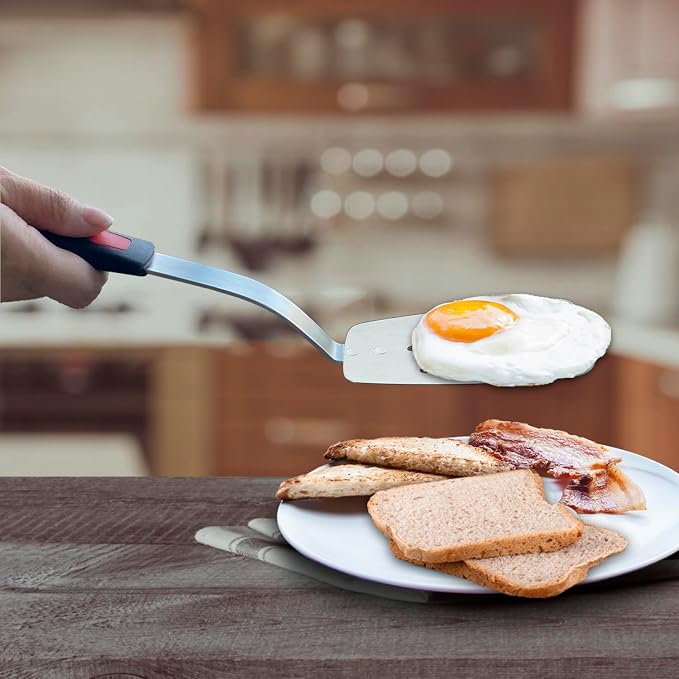 Stainless Steel Spatula, Flexible Metal Slotted Turner - Image 3