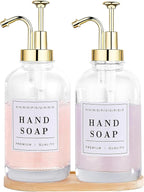 Glass Soap Dispenser with Pump, Countertop Soap and Lotion Dispenser Set of 2 by POLLOCKDirect