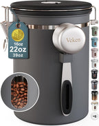 Veken Coffee Canister with Window, Airtight Stainless Steel Kitchen Food by Veken