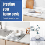 Quick Dry Stone Drying Mat for Kitchen Counter, Water-Absorbent Diatomaceous - Image 3