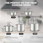 Cook N Home 3-Quart Stainless Steel Pot, Small Stock Pot - Image 2