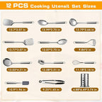 12 Pcs Stainless Steel Cooking Utensils Set, Metal Kitchen Tools Include - Image 7
