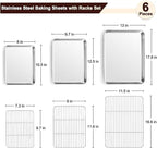 TeamFar Baking Sheet with Rack Set, 17.6/12.5/10.5 Inch Stainless Steel Cookie - Image 2