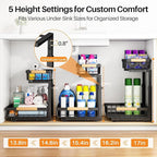 PXRACK Under Sink Organizer, Adjustable Height, 2 Tier Pull Out Under Cabinet - Image 5