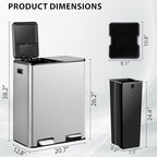 SUPER DEAL Kitchen Trash Can 16 Gallon 60L Dual Stainless Steel Garbage and - Image 7
