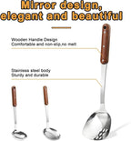 FJNATINH Stainless Steel Wok Spatula, Skimmer Ladle Tool Set, Mirror Polished - Image 2