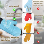 Silicone Oven Mitts-13.6 in Extended Oven Mitts Heat Resistant 500F, Oven Gloves - Image 2