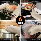 Rorecay Oven Mitts and Pot Holders Sets 6pcs, Extra Long Kitchen Silicone Oven - Image 4