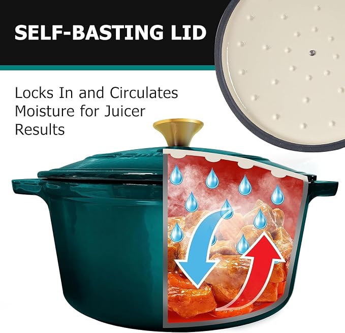 MUELLER HOME 4.5 QT Enameled Cast Iron Dutch Oven, Heavy-Duty Casserole Dish - Image 4