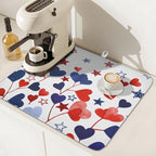 4th of July Dish Drying Mat for Kitchen Counter Patriotic Red Blue Star Love - Image 7