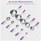Bopei Measuring Cups and Spoons Set Stainless Steel 10 Piece - Image 2