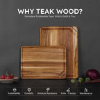 2 Pack Teak Cutting Board for Kitchen Non Toxic Wooden Chopping Board - Image 3