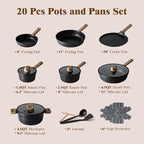 SENSARTE 20Pcs Nonstick Pots and Pans Set, Healthy Kitchen Cooking Set - Image 2