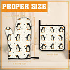 Cute Penguin Oven Mitts and Pot Holders Set, Kitchen Decor Heat Resistant Non - Image 2