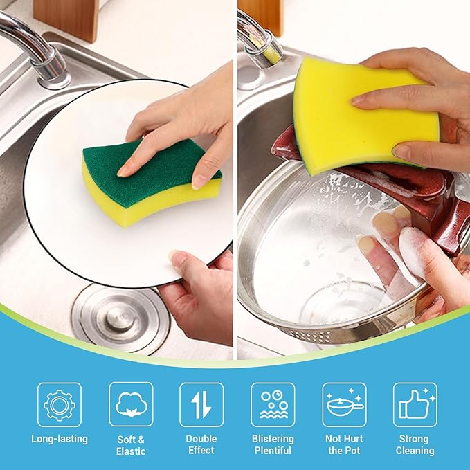 AIDEA Sponges Kitchen, 24 Pack Heavy Duty Dish Sponge, Cleaning Dish Scrubber - Image 3