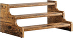 KLM 3-Tier Spice Rack, 13.8 Inch Wood Step Shelf Countertop Spice Storage Holder by KLM