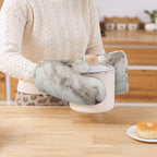 Oven Mitts and Pot Holders Set, Marble Pattern Gray White Silicone Kitchen - Image 7