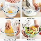 Homwin Glass Mixing Bowl Set for Baking 3-Piece Salad Bowl Set, High - Image 4