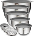 Wildone Mixing Bowls with Airtight Lids Set, with Grater Attachments & Non-Slip by Wildone