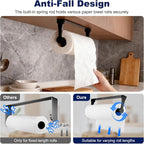 Black Paper Towel Holder Under Cabinet, Adhesive Paper Towel Holder Wall Mount - Image 3