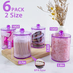 XIPENGKEJI 6 Pack Qtip Holder, Canister Apothecary Jar Set, Bathroom Jars - Image 2