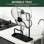 Kitchen Pot Lid Storage Rack: Carbon Steel Double Layer Pot Lid Organizer - Image 7