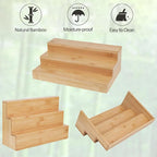 Bamboo Spice Rack for Cabinet, 3 Tier Spice Riser Shelf, 2 Pack Spices Stand - Image 6