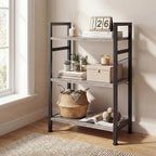 DUMOS 3 Tiers Bookshelf, Classical Book Shelf, Tall Display Shelves in Living - Image 2