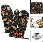 Cute Mushroom Oven Mitts and Pot Holders Sets of 3, Heat Resistant Black Hot - Image 4