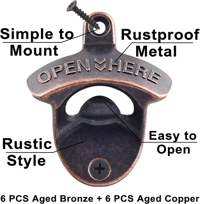 12 PCS Beer Bottle Opener Wall Mount, Post Mount Bottle Cap Openers Bulk - Image 2