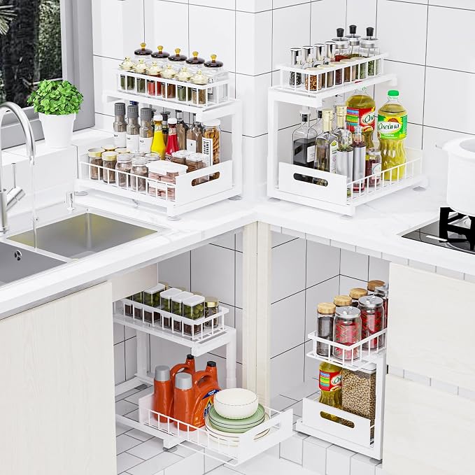 Under Sink Organizer, Heavy Duty Metal Pull Out Cabinet Organizer Slide Out - Image 4