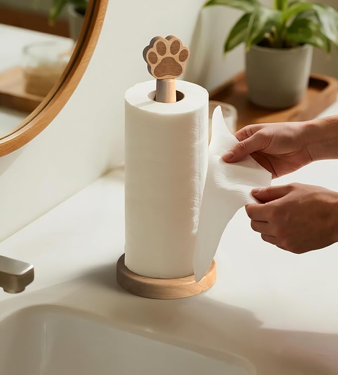 KitchLife Cute Wooden Paper Towel Holder Countertop - Image 8