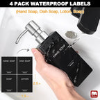 GMISUN Black Soap Dispenser, Hand Soap Dispenser Bathroom, 12 fl oz/350ml Glass - Image 4