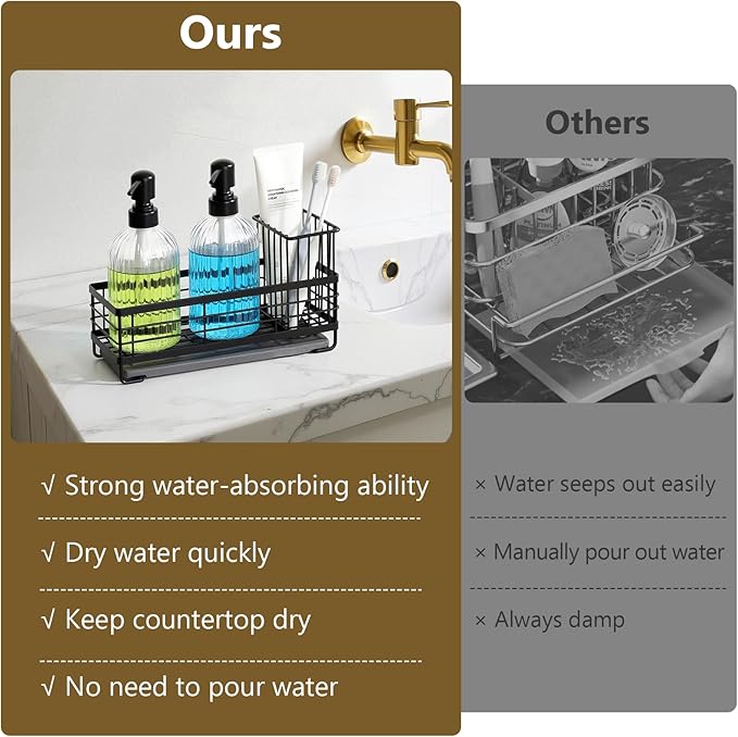 Shinowa Kitchen Dish Soap Dispenser Set, 14OZ Glass Bottle - Image 4