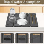 Small Stone Dish Drying Mat for Kitchen Counter, Foldable Water Absorbing - Image 3